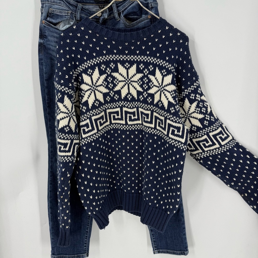 Gap vintage chunky snowflake print Navy Blue Sweater M